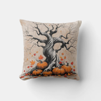 Herfstboom met pompoenen kussen