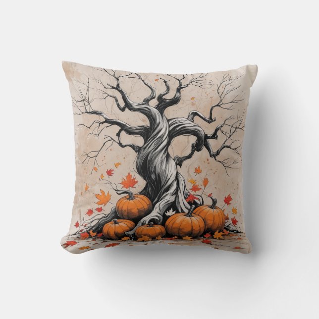 Herfstboom met pompoenen kussen (Voorkant)