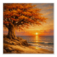 Herfstboom met vlinders bij zonsopgang
