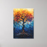Herfstboom Mozaïek Geometrische Gloed Kunst