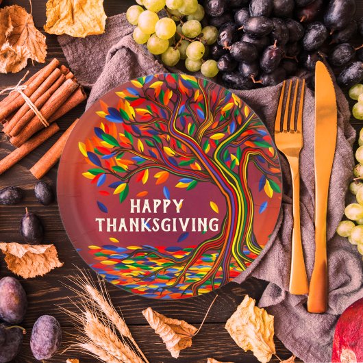 Herfstboom Persoonlijke Gelukkige Thanksgiving-fee Papieren Bordje