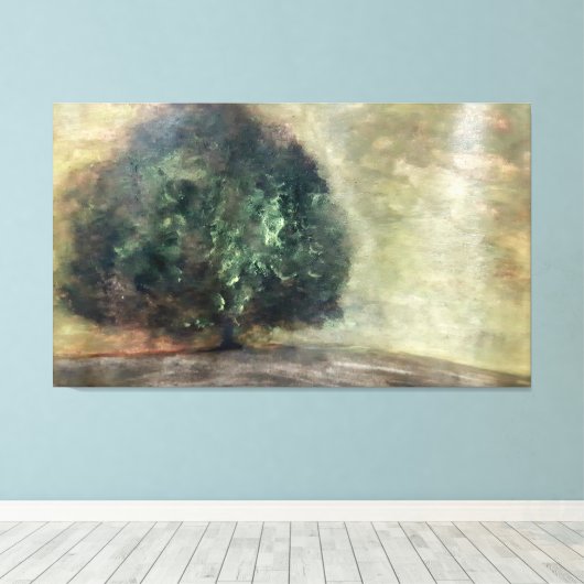 Herfstboom Waterverf schilderij Landschap Canvas Afdruk (Insitu (Houten vloer))