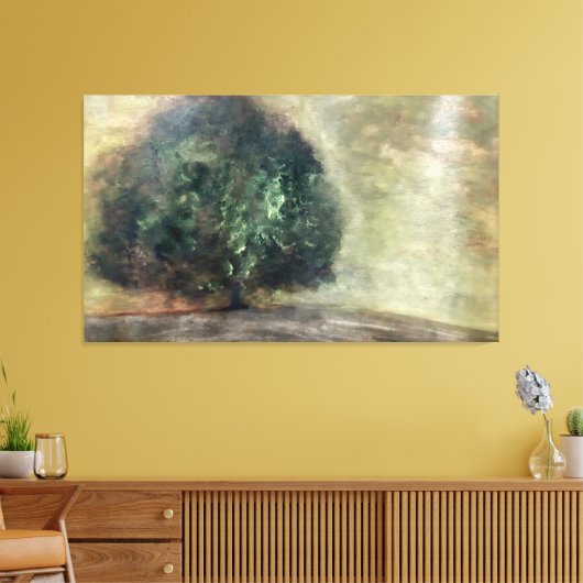 Herfstboom Waterverf schilderij Landschap Canvas Afdruk (Insitu (Woonkamer))