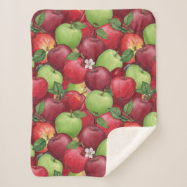 Herfstboomgaard Oogst Aquarel Appelpatroon Sherpa Deken