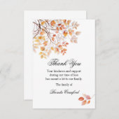 Herfstboomtakken begrafenis bedankkaart (Voorkant / Achterkant)