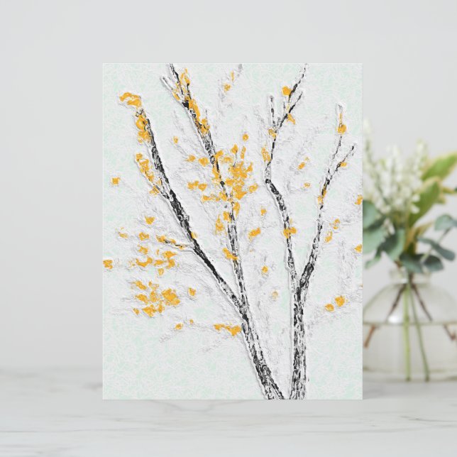 Herfstboomtakken met gele herfstbladeren (Staand voorkant)