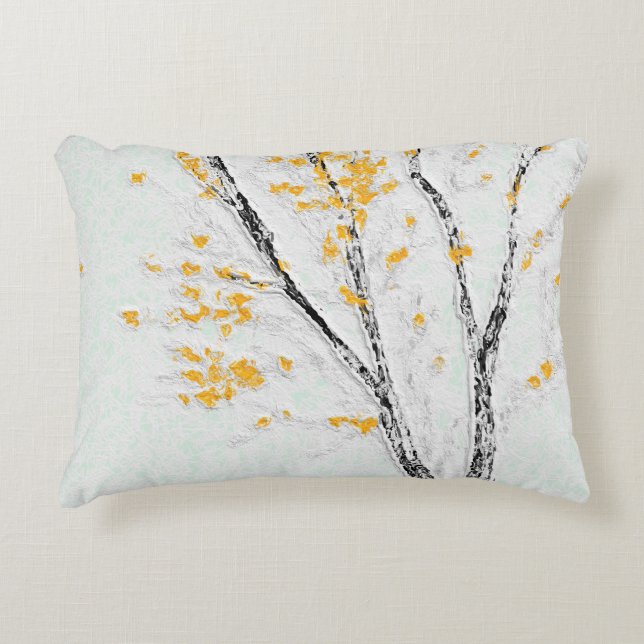 Herfstboomtakken met gele herfstbladeren accent kussen (Voorkant)