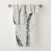 Herfstboomtakken met gele herfstbladeren bad handdoek (Insitu)