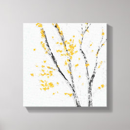 Herfstboomtakken met gele herfstbladeren canvas afdruk