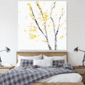 Herfstboomtakken met gele herfstbladeren canvas afdruk (Insitu (Slaapkamer))