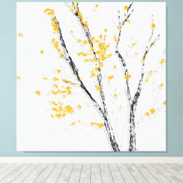Herfstboomtakken met gele herfstbladeren canvas afdruk