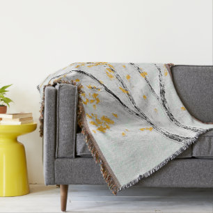 Herfstboomtakken met gele herfstbladeren deken