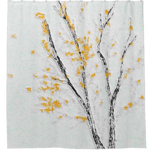 Herfstboomtakken met gele herfstbladeren douchegordijn (Voorkant)