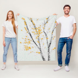 Herfstboomtakken met gele herfstbladeren fleece deken