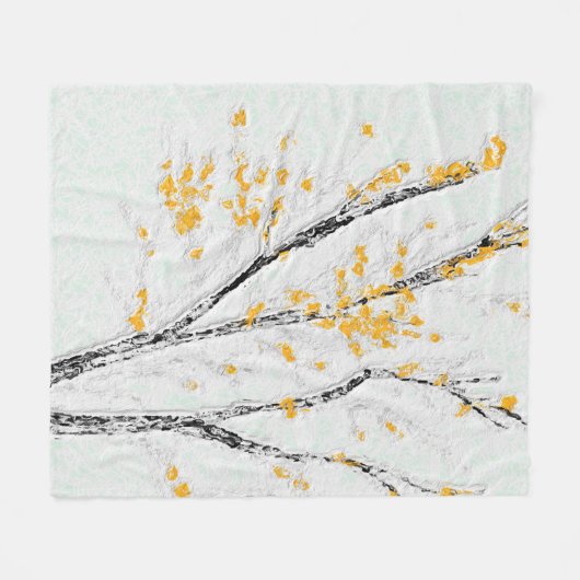 Herfstboomtakken met gele herfstbladeren fleece deken (Voorkant (Horizontaal))