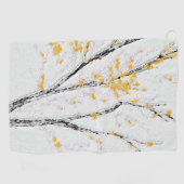 Herfstboomtakken met gele herfstbladeren golfhanddoek (Horizontaal)