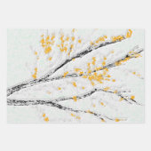 Herfstboomtakken met gele herfstbladeren inpakpapier vel (Voorkant 2)