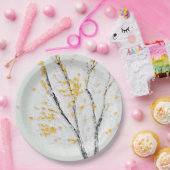 Herfstboomtakken met gele herfstbladeren papieren bordje (Feest)