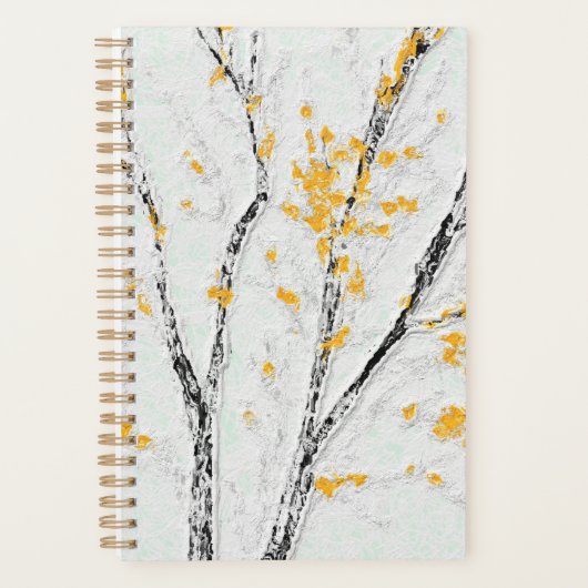 Herfstboomtakken met gele herfstbladeren planner (Voorkant)