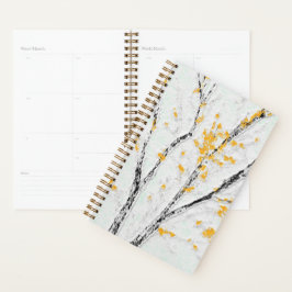 Herfstboomtakken met gele herfstbladeren planner