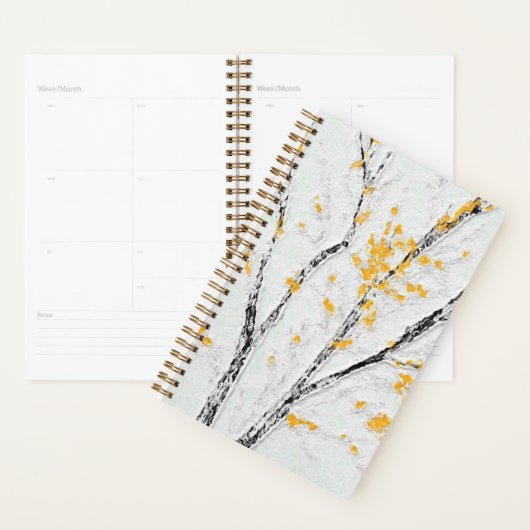 Herfstboomtakken met gele herfstbladeren planner (Display)