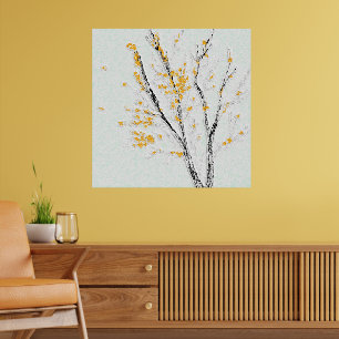 Herfstboomtakken met gele herfstbladeren poster