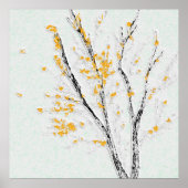 Herfstboomtakken met gele herfstbladeren poster (Voorkant)