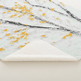 Herfstboomtakken met gele herfstbladeren sherpa deken