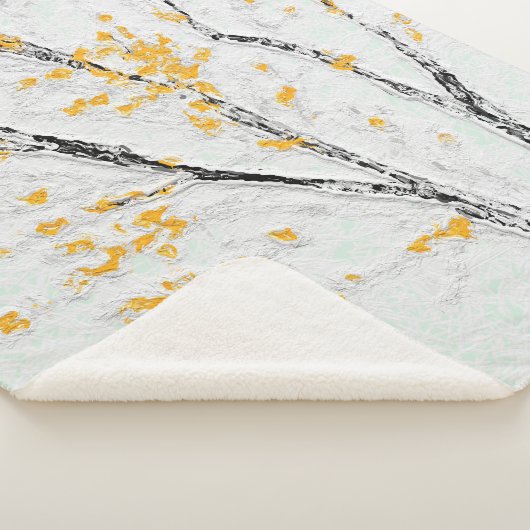 Herfstboomtakken met gele herfstbladeren sherpa deken (3/4)