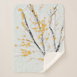 Herfstboomtakken met gele herfstbladeren sherpa deken