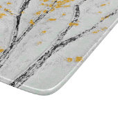 Herfstboomtakken met gele herfstbladeren snijplank (Hoek)