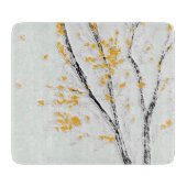 Herfstboomtakken met gele herfstbladeren snijplank (Voorkant)