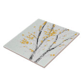 Herfstboomtakken met gele herfstbladeren tegeltje (Zijkant)