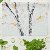 Herfstboomtakken met gele herfstbladeren theedoek (Gevouwen)