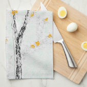 Herfstboomtakken met gele herfstbladeren theedoek (Quarter Fold)