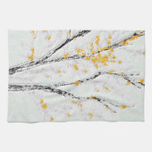 Herfstboomtakken met gele herfstbladeren theedoek (Horizontaal)