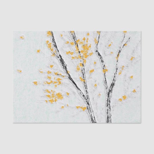 Herfstboomtakken met gele herfstbladeren tissuepapier (Voorkant)