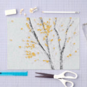 Herfstboomtakken met gele herfstbladeren tissuepapier (Craft)