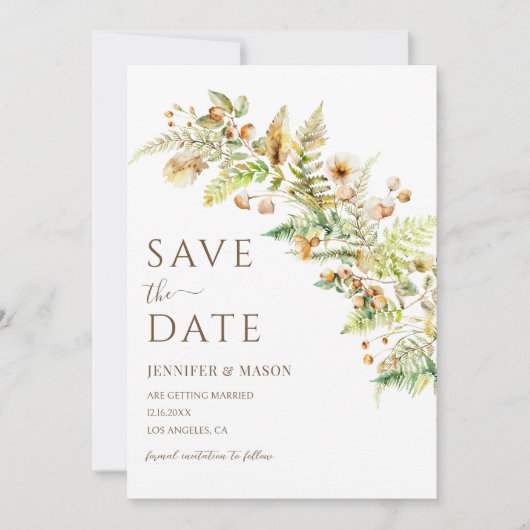 Herfstboomtakken verlaat Herfst Bewaar de datum Kaart (Voorkant)