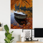 Herfstboot op een rustige River Wall Art Poster (Thuiskantoor)