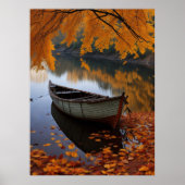 Herfstboot op een rustige River Wall Art Poster (Voorkant)