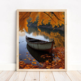 Herfstboot op een rustige River Wall Art Poster