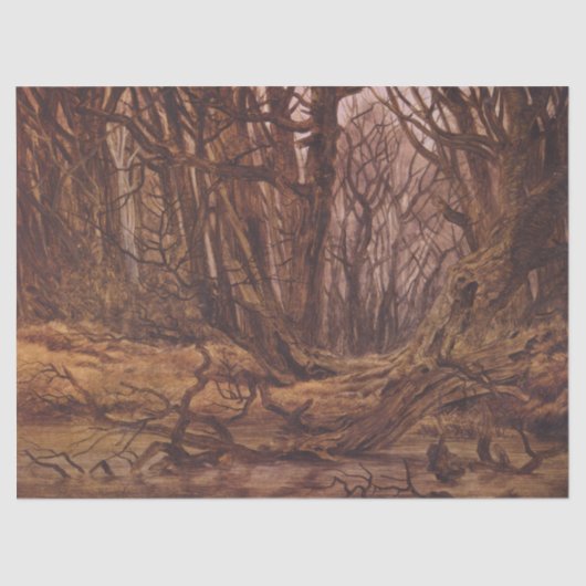 Herfstbos (bruine boomstammen) tissuepapier (Voorkant)