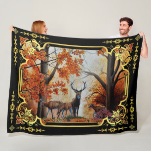 Herfstbos Buck/Doe Hertenbergen Fleece Deken