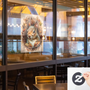 Herfstbos Dierenvenster vastklemmen Raamsticker