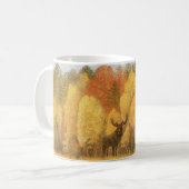 Herfstbos, digitale herten en vos. koffiemok (Voorkant links)