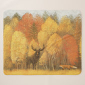 Herfstbos, digitale herten en vos. sherpa deken (Voorkant (horizontaal))