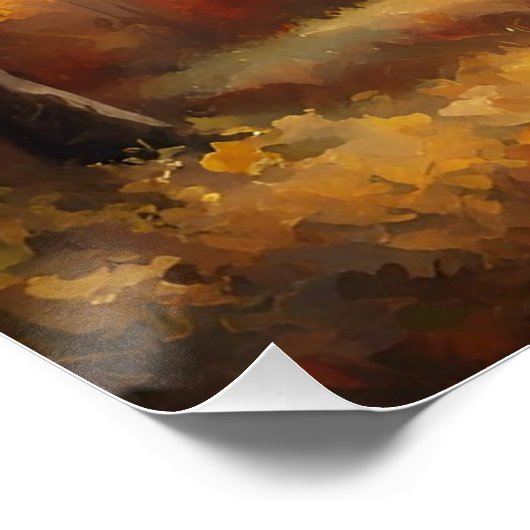 Herfstbos en berglandschap perfect poster (Hoek)