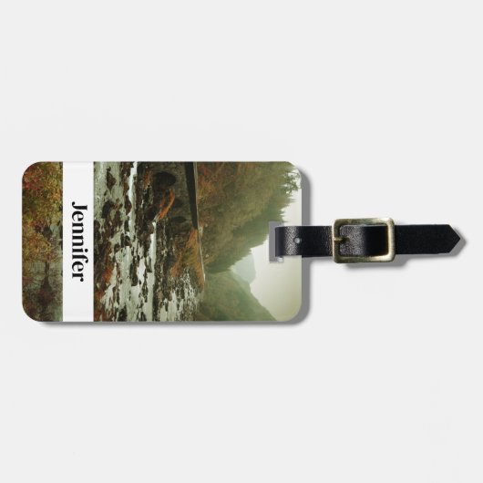 Herfstbos en rivierlandschap bagagelabel (Voorkant horizontaal)