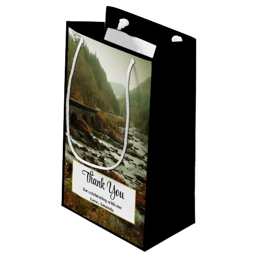 Herfstbos en rivierlandschap Dank u Klein Cadeauzakje (Achterkant Gekanteld)